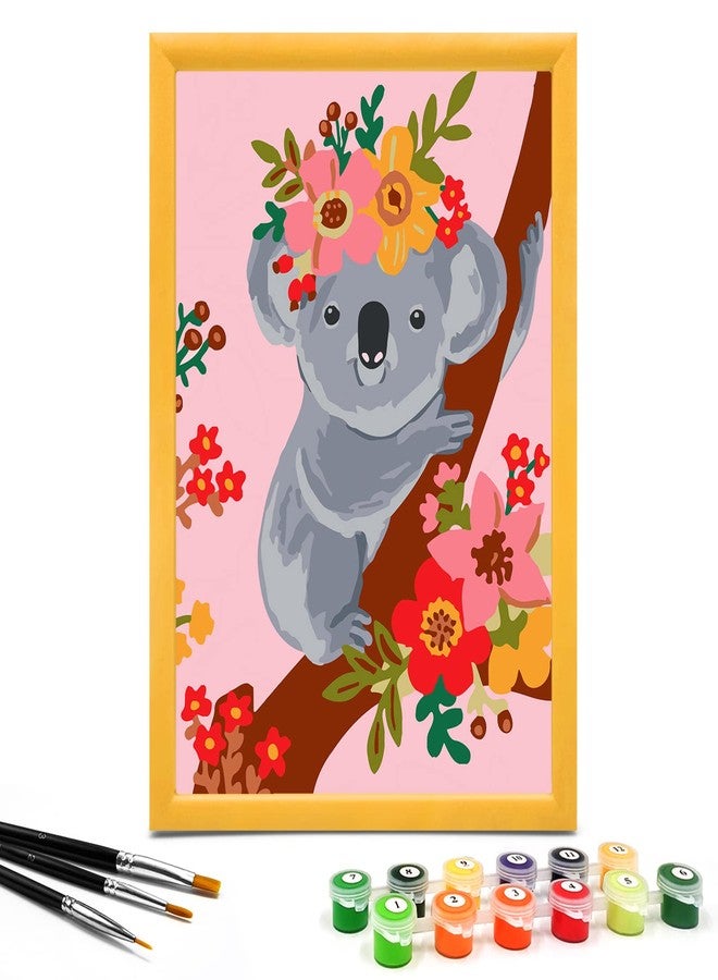 Nariolar Paint by Numbers for Kids Ages 4-8 with 7X9.5 inch Pre-Printed Cardboard,12 Acrylic Paint Pots and 3 Painting Brushes, Room Decor for Children,(Koala) - Image 1